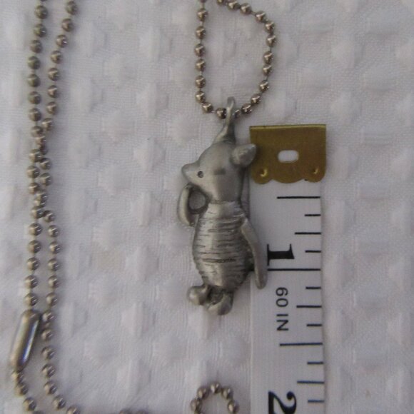 Pewter Winnie the pooh Piglet Necklace Pendant on a Sink Chain - Picture 9 of 9